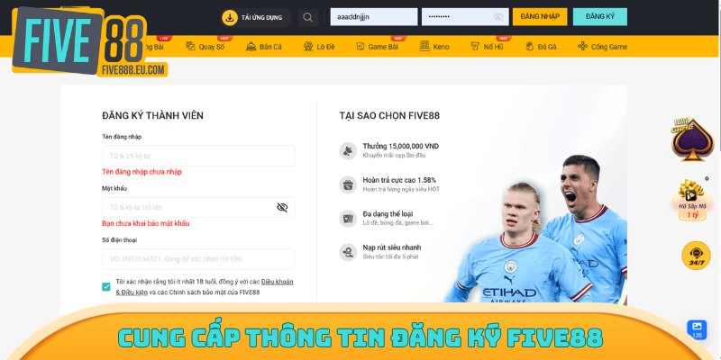 Cung cấp thông tin đăng ký Five88